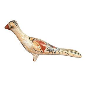 Vintage Tonala Mexican Pottery Hand Painted Pheasant Folk Art Figure 10” long
